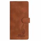 For Google Pixel 10 Pro Skin Feel Embossed Feather Leather Phone Case(Brown) - 2