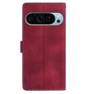 For Google Pixel 10 Pro Skin Feel Embossed Feather Leather Phone Case(Red) - 3