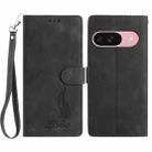 For Google Pixel 10 Skin Feel Embossed Feather Leather Phone Case(Black) - 1
