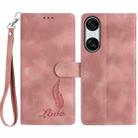 For Sony Xperia 10 VI Skin Feel Embossed Feather Leather Phone Case(Pink) - 1