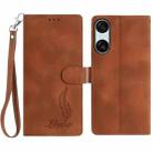 For Sony Xperia 10 VI Skin Feel Embossed Feather Leather Phone Case(Brown) - 1