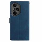 For Honor 300 Ultra Skin Feel Embossed Feather Leather Phone Case(Dark Blue) - 3
