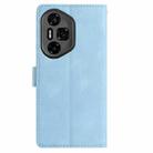 For Honor 300 Pro Skin Feel Embossed Feather Leather Phone Case(Light Blue) - 3