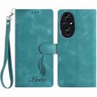 For Honor 200 Skin Feel Embossed Feather Leather Phone Case(Green) - 1