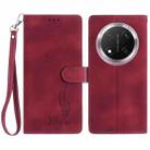 For Honor X9c Skin Feel Embossed Feather Leather Phone Case(Red) - 1