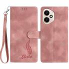 For Honor 400 Global 156.5mm Skin Feel Embossed Feather Leather Phone Case(Pink) - 1
