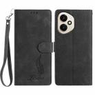 For Honor 400 Global 156.5mm Skin Feel Embossed Feather Leather Phone Case(Black) - 1