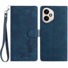 For Honor 400 Global 156.5mm Skin Feel Embossed Feather Leather Phone Case(Dark Blue) - 1