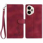 For Honor 400 Global 156.5mm Skin Feel Embossed Feather Leather Phone Case(Red) - 1