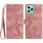 For Honor 400 Lite Global Skin Feel Embossed Feather Leather Phone Case(Pink) - 1