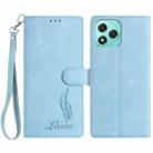 For Honor 400 Lite Global Skin Feel Embossed Feather Leather Phone Case(Light Blue) - 1