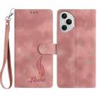 For Honor 400 Pro Global 160.8mm Skin Feel Embossed Feather Leather Phone Case(Pink) - 1