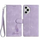 For Honor 400 Pro Global 160.8mm Skin Feel Embossed Feather Leather Phone Case(Purple) - 1