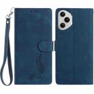 For Honor 400 Pro Global 160.8mm Skin Feel Embossed Feather Leather Phone Case(Dark Blue) - 1