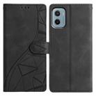 For Motorola Moto E15 Triangles Embossed Leather Phone Case(Black) - 1