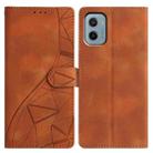 For Motorola Moto E15 Triangles Embossed Leather Phone Case(Brown) - 1