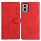 For Motorola Moto E15 Triangles Embossed Leather Phone Case(Red) - 1