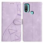For Motorola Moto E20 / E30 / E40 Triangles Embossed Leather Phone Case(Purple) - 1