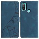 For Motorola Moto E20 / E30 / E40 Triangles Embossed Leather Phone Case(Blue) - 1