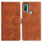 For Motorola Moto E20 / E30 / E40 Triangles Embossed Leather Phone Case(Brown) - 1