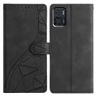 For Motorola Moto E22 Triangles Embossed Leather Phone Case(Black) - 1