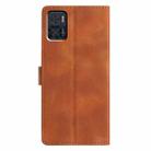 For Motorola Moto E22 Triangles Embossed Leather Phone Case(Brown) - 3