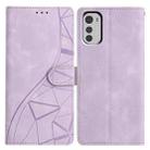 For Motorola Moto E32 Triangles Embossed Leather Phone Case(Purple) - 1