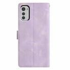 For Motorola Moto E32 Triangles Embossed Leather Phone Case(Purple) - 3