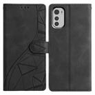 For Motorola Moto E32 Triangles Embossed Leather Phone Case(Black) - 1