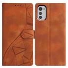 For Motorola Moto E32 Triangles Embossed Leather Phone Case(Brown) - 1