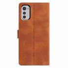 For Motorola Moto E32 Triangles Embossed Leather Phone Case(Brown) - 3