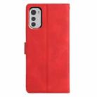 For Motorola Moto E32 Triangles Embossed Leather Phone Case(Red) - 3