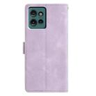 For Motorola Edge 50 Triangles Embossed Leather Phone Case(Purple) - 3