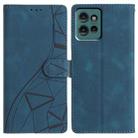 For Motorola Edge 50 Triangles Embossed Leather Phone Case(Blue) - 1