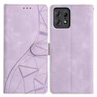 For Motorola Edge 50 Pro Triangles Embossed Leather Phone Case(Purple) - 1