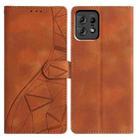 For Motorola Edge 50 Pro Triangles Embossed Leather Phone Case(Brown) - 1