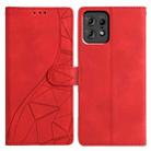 For Motorola Edge 50 Pro Triangles Embossed Leather Phone Case(Red) - 1