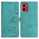 For Motorola Moto G05 Triangles Embossed Leather Phone Case(Green) - 1