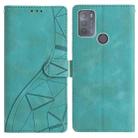 For Motorola Moto G10 / G30 Triangles Embossed Leather Phone Case(Green) - 1