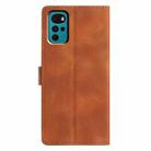 For Motorola Moto G22 Triangles Embossed Leather Phone Case(Brown) - 3