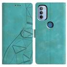 For Motorola Moto G31 / G41 Triangles Embossed Leather Phone Case(Green) - 1