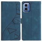 For Motorola Moto G34 Triangles Embossed Leather Phone Case(Blue) - 1