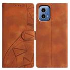 For Motorola Moto G34 Triangles Embossed Leather Phone Case(Brown) - 1