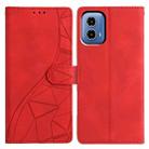 For Motorola Moto G34 Triangles Embossed Leather Phone Case(Red) - 1