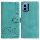 For Motorola Moto G34 Triangles Embossed Leather Phone Case(Green) - 1