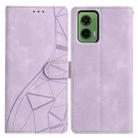 For Motorola Moto G35 Triangles Embossed Leather Phone Case(Purple) - 1
