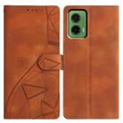 For Motorola Moto G35 Triangles Embossed Leather Phone Case(Brown) - 1