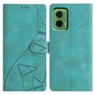 For Motorola Moto G35 Triangles Embossed Leather Phone Case(Green) - 1