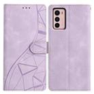 For Motorola Moto G42 Triangles Embossed Leather Phone Case(Purple) - 1