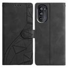 For Motorola Moto G52 Triangles Embossed Leather Phone Case(Black) - 1
